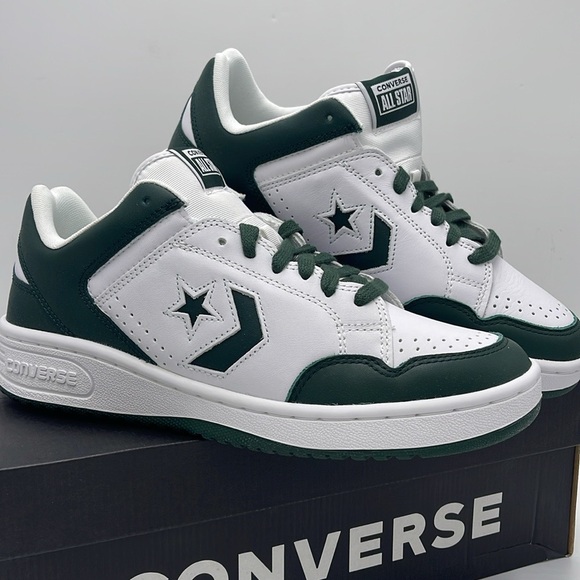 Converse Men’s A12519C WEAPON OX
WHITE/DEEP EMERALD/WHITE Leather sneakers - Picture 4 of 16